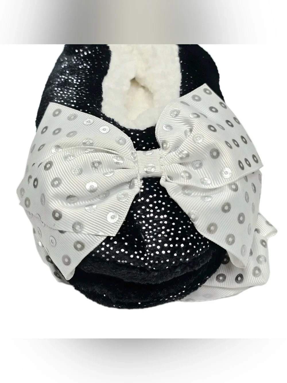 JoJo Siwa Girls Slipper Socks S M 8-13 Black Sparkle Bow Nickelodeon Cozy Fuzzy
